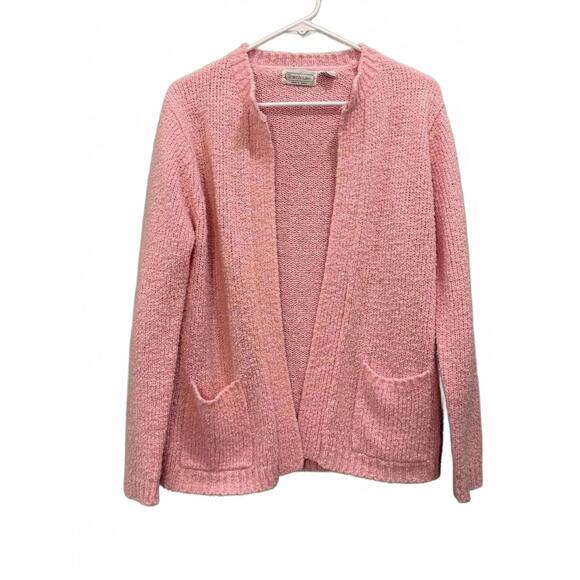 Sweaters - Vintage Townhouse Pink Open Cardigan Sweater, Women's Medium, Like New